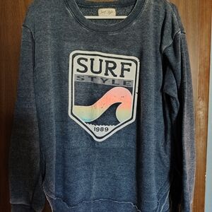 Surf Style Blue Crewneck Sweater